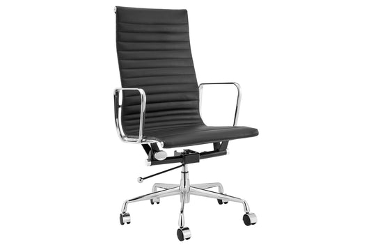 Matt Blatt Eames Group Standard Aluminium High Back Office Chair Replica  - Black Leather 