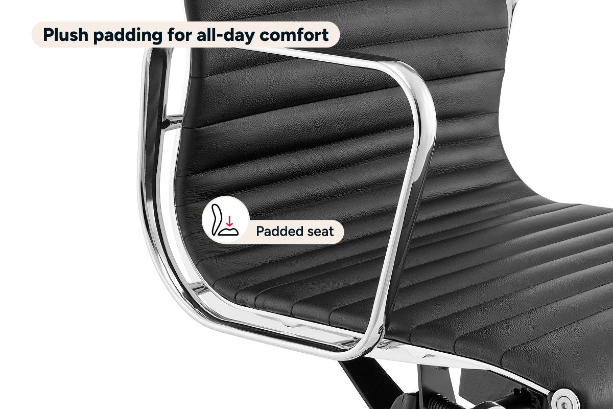 Matt Blatt Eames Replica High Back Leather Office Chair (Black/Chrome)
