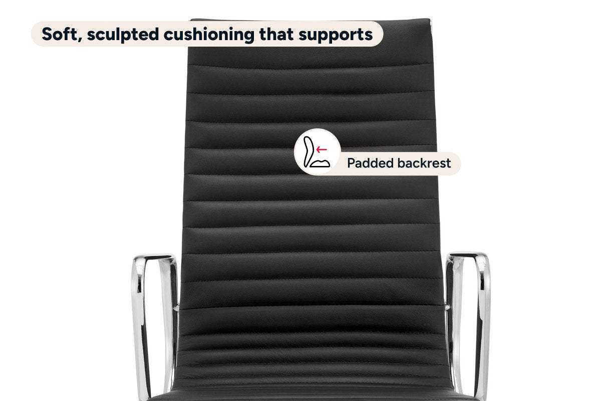 Matt Blatt Eames Replica High Back Leather Office Chair (Black/Chrome)