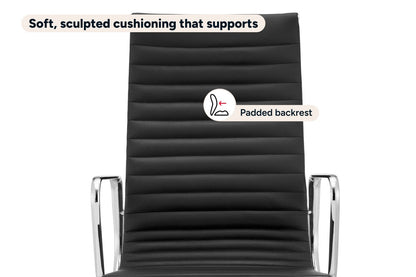 Matt Blatt Eames Replica High Back Leather Office Chair (Black/Chrome)