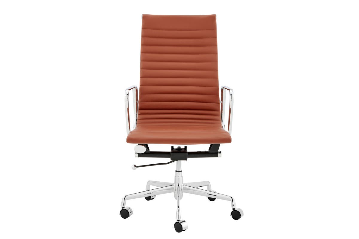 Matt Blatt Eames Group Standard Aluminium High Back Office Chair Replica (Tan Leather)