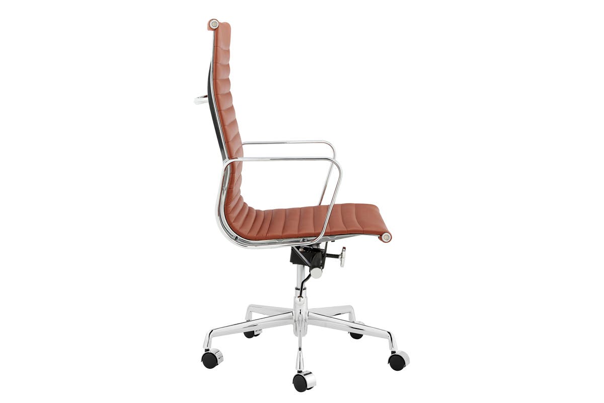 Matt Blatt Eames Group Standard Aluminium High Back Office Chair Replica (Tan Leather)