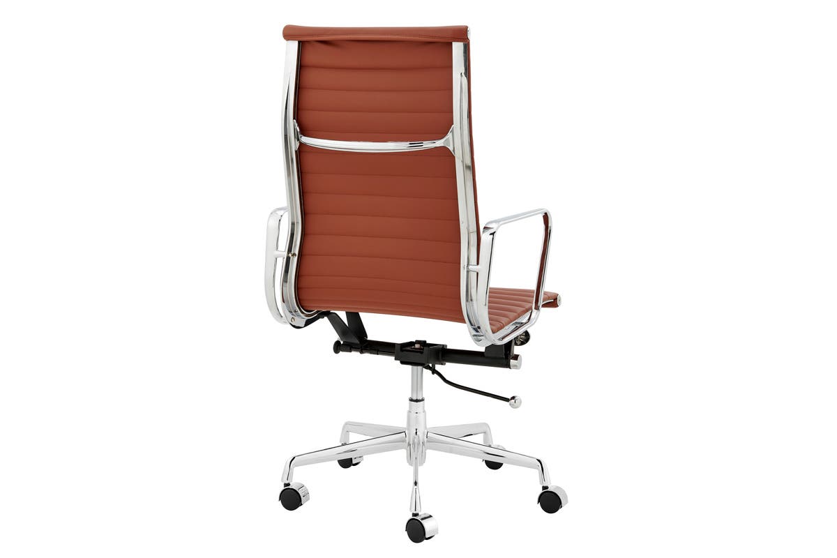 Matt Blatt Eames Group Standard Aluminium High Back Office Chair Replica (Tan Leather)