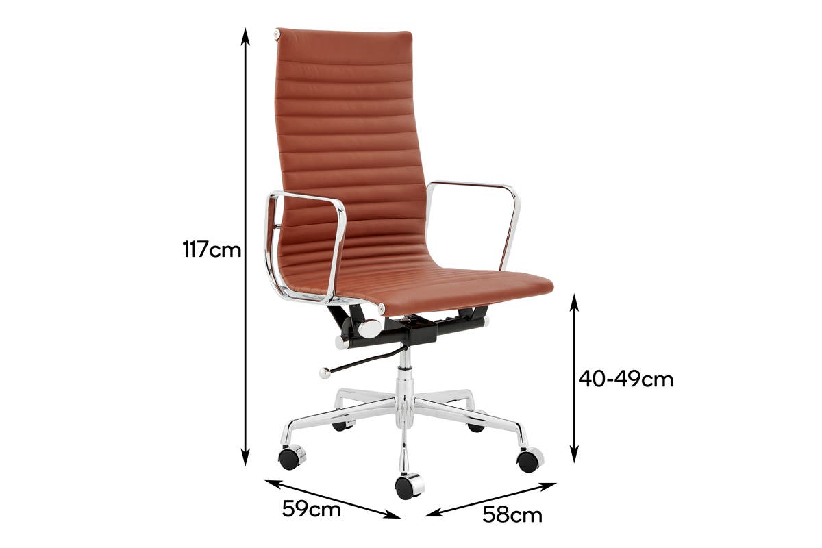 Matt Blatt Eames Group Standard Aluminium High Back Office Chair Replica (Tan Leather)