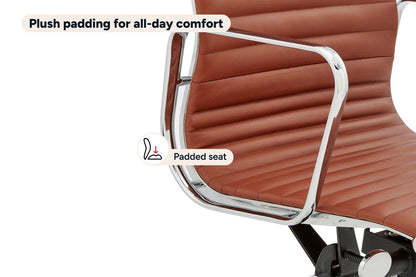 Matt Blatt Eames Replica High Back Leather Office Chair (Tan/Chrome)