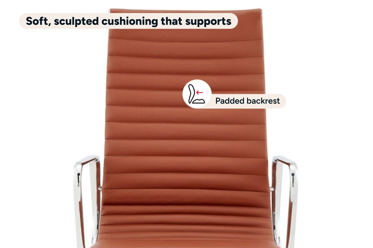 Matt Blatt Eames Replica High Back Leather Office Chair (Tan/Chrome)