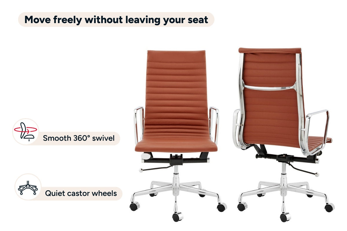 Matt Blatt Eames Replica High Back Leather Office Chair (Tan/Chrome)