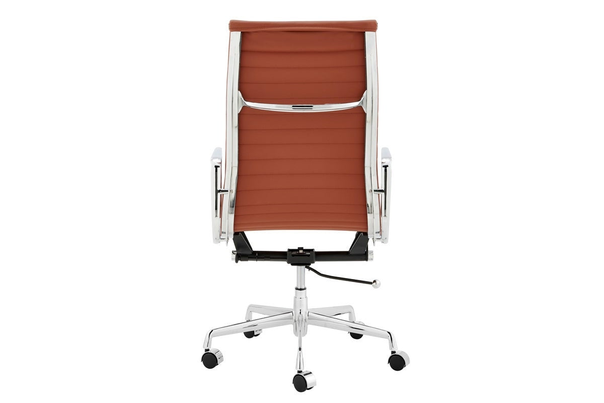 Matt Blatt Eames Replica High Back Leather Office Chair (Tan/Chrome)