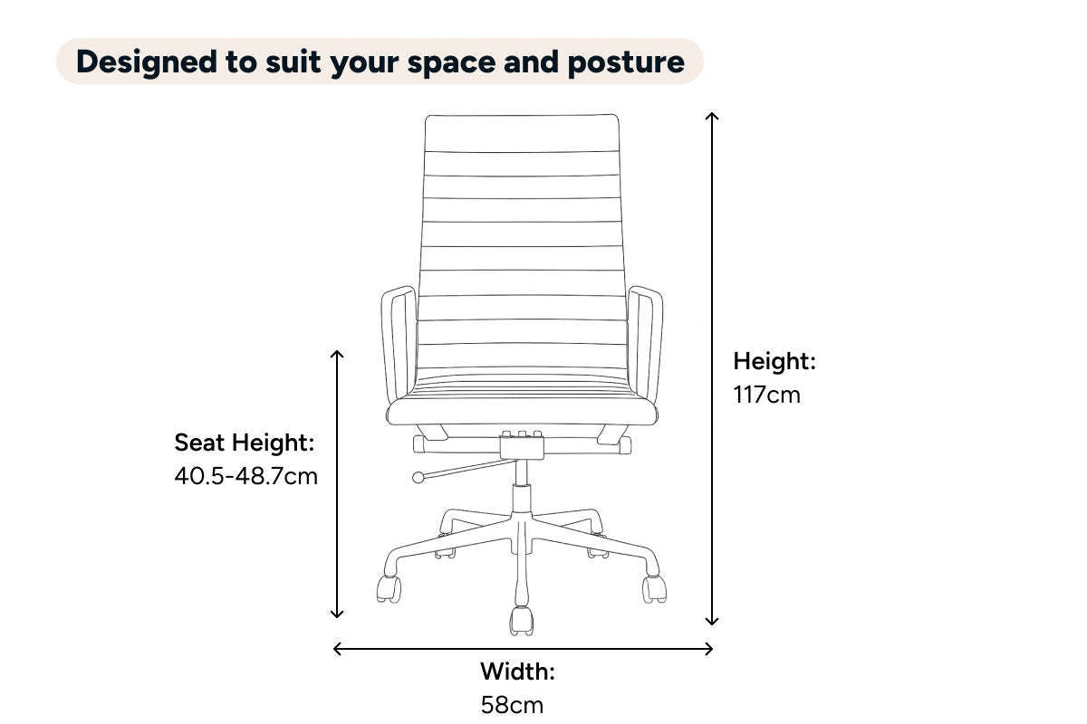 Matt Blatt Eames Replica High Back Leather Office Chair (Tan/Chrome)