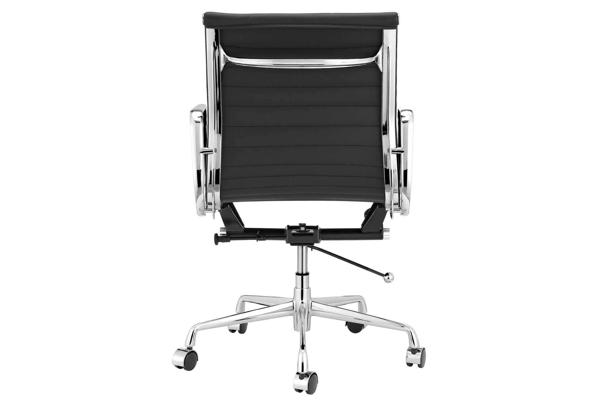 Matt Blatt Eames Group Standard Aluminium Low Back Office Chair Replica (Black Leather)