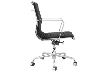 Matt Blatt Eames Group Standard Aluminium Low Back Office Chair Replica (Black Leather)