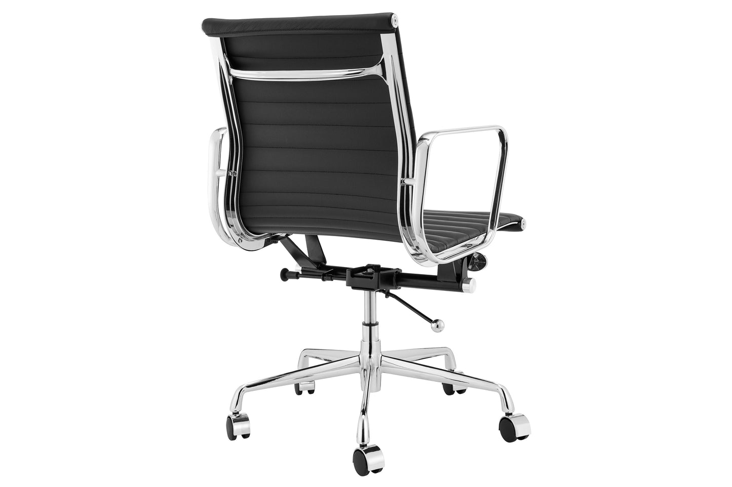 Matt Blatt Eames Group Standard Aluminium Low Back Office Chair Replica (Black Leather)