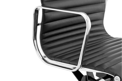 Matt Blatt Eames Group Standard Aluminium Low Back Office Chair Replica (Black Leather)