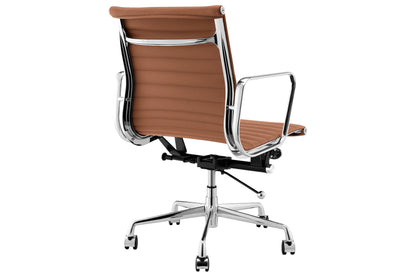 Matt Blatt Eames Group Standard Aluminium Low Back Office Chair Replica (Tan Leather)