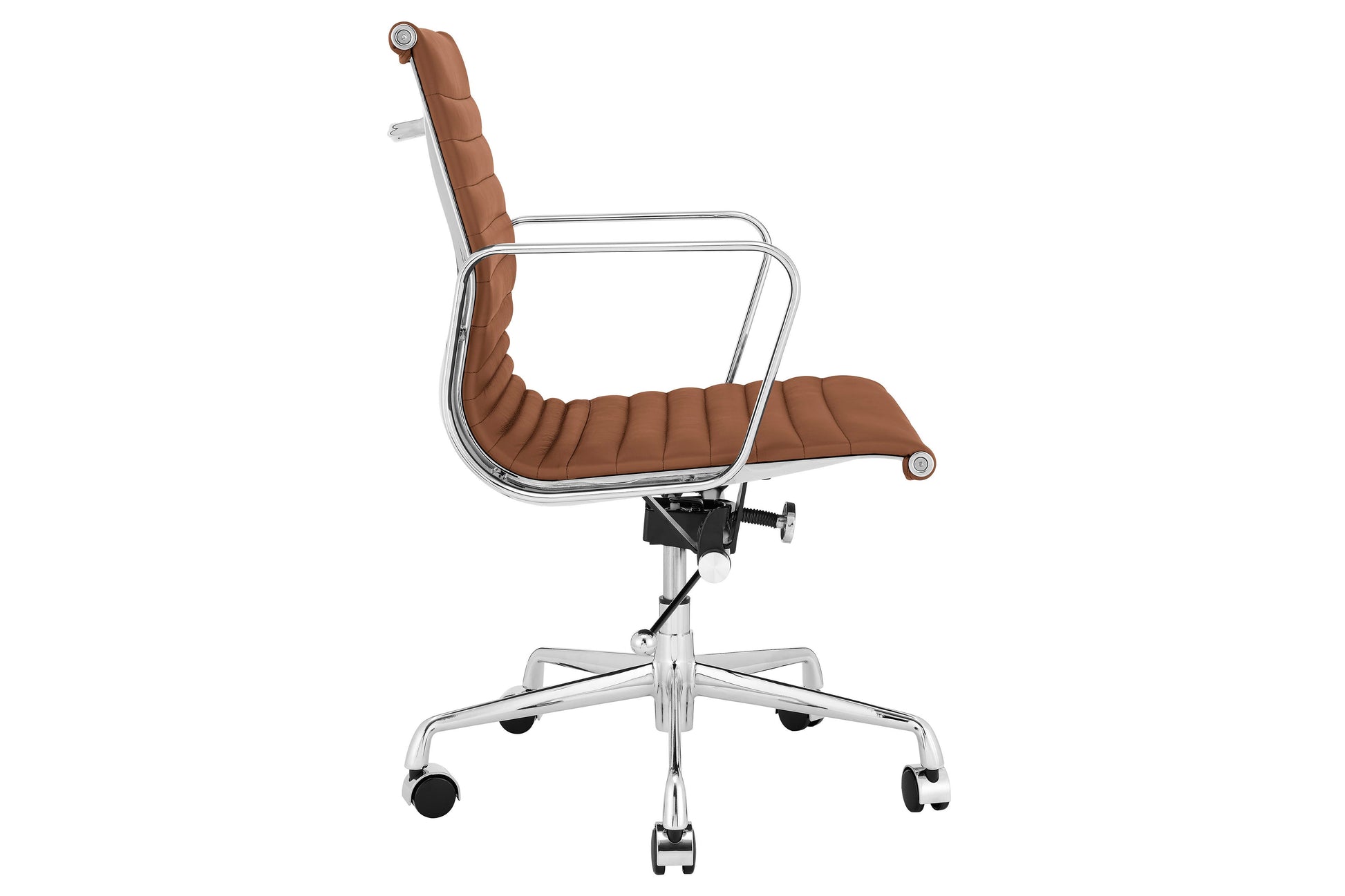 Matt Blatt Eames Group Standard Aluminium Low Back Office Chair Replica (Tan Leather)