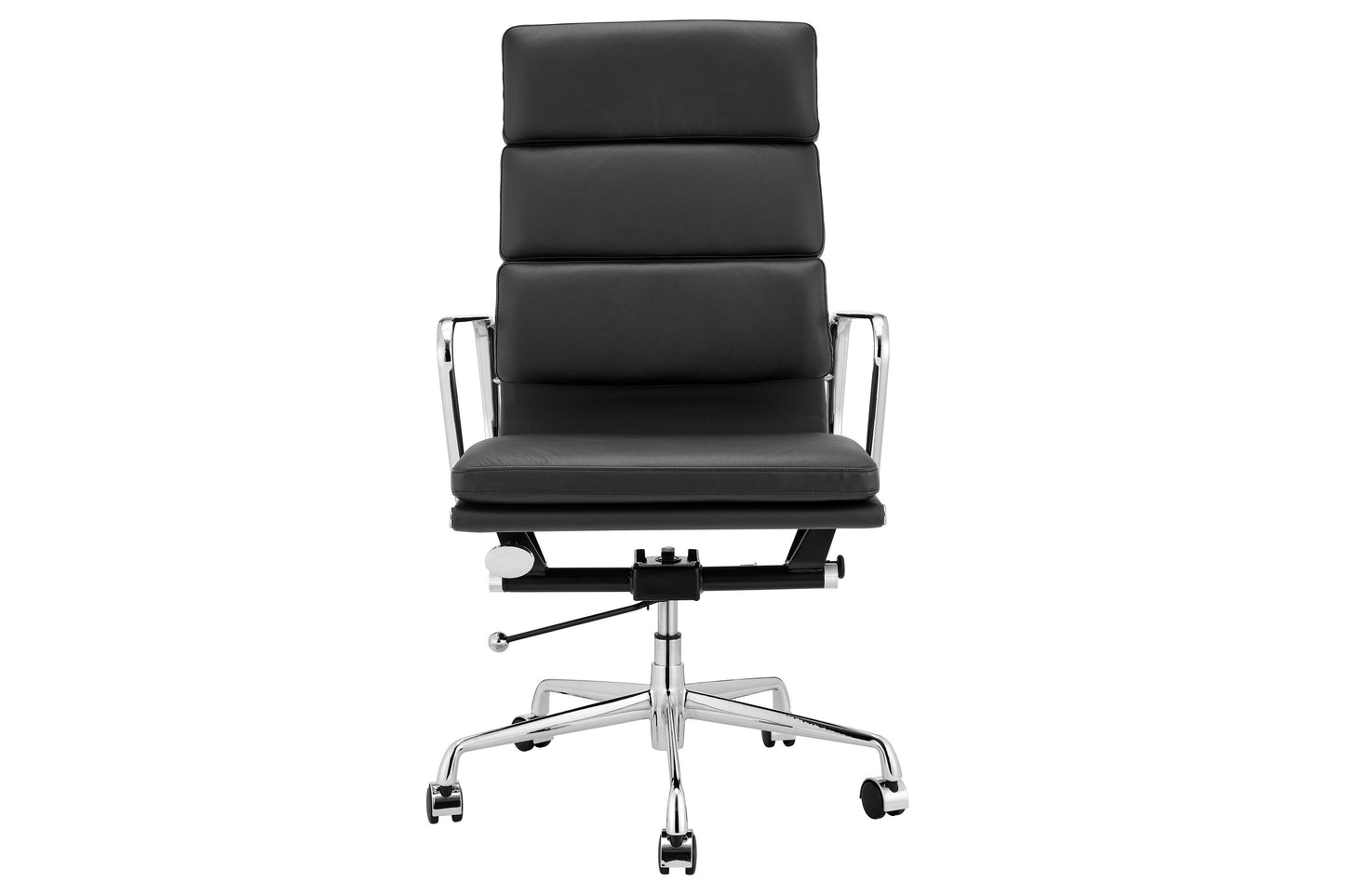 Matt Blatt Eames Group Standard Aluminium Padded High Back Office Chair Replica (Black Leather)