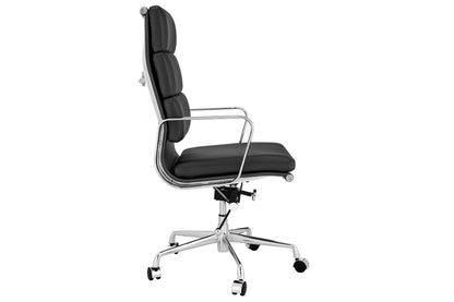 Matt Blatt Eames Group Standard Aluminium Padded High Back Office Chair Replica (Black Leather)