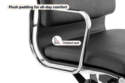 Matt Blatt Eames Replica High Back Soft Pad Leather Office Chair (Black/Chrome)