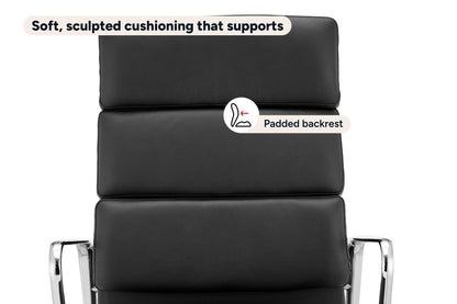 Matt Blatt Eames Replica High Back Soft Pad Leather Office Chair (Black/Chrome)