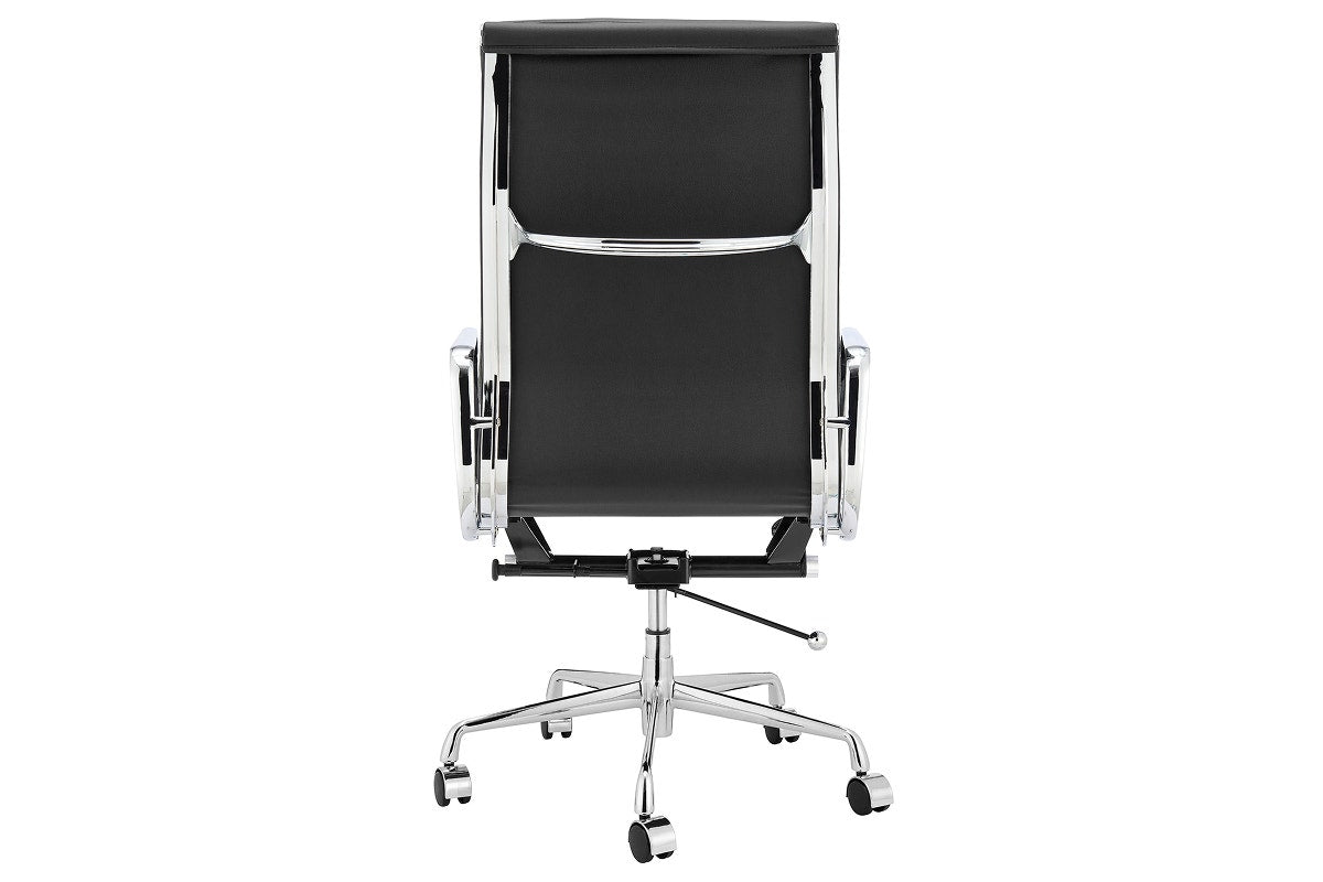 Matt Blatt Eames Replica High Back Soft Pad Leather Office Chair (Black/Chrome)