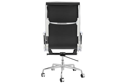 Matt Blatt Eames Replica High Back Soft Pad Leather Office Chair (Black/Chrome)