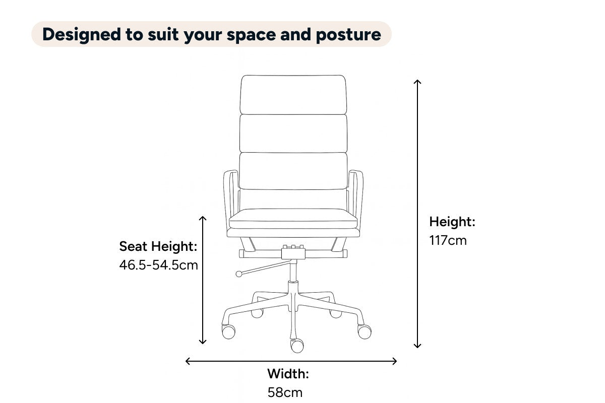Matt Blatt Eames Replica High Back Soft Pad Leather Office Chair (Black/Chrome)