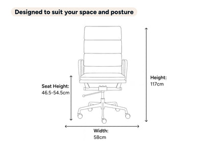 Matt Blatt Eames Replica High Back Soft Pad Leather Office Chair (Black/Chrome)