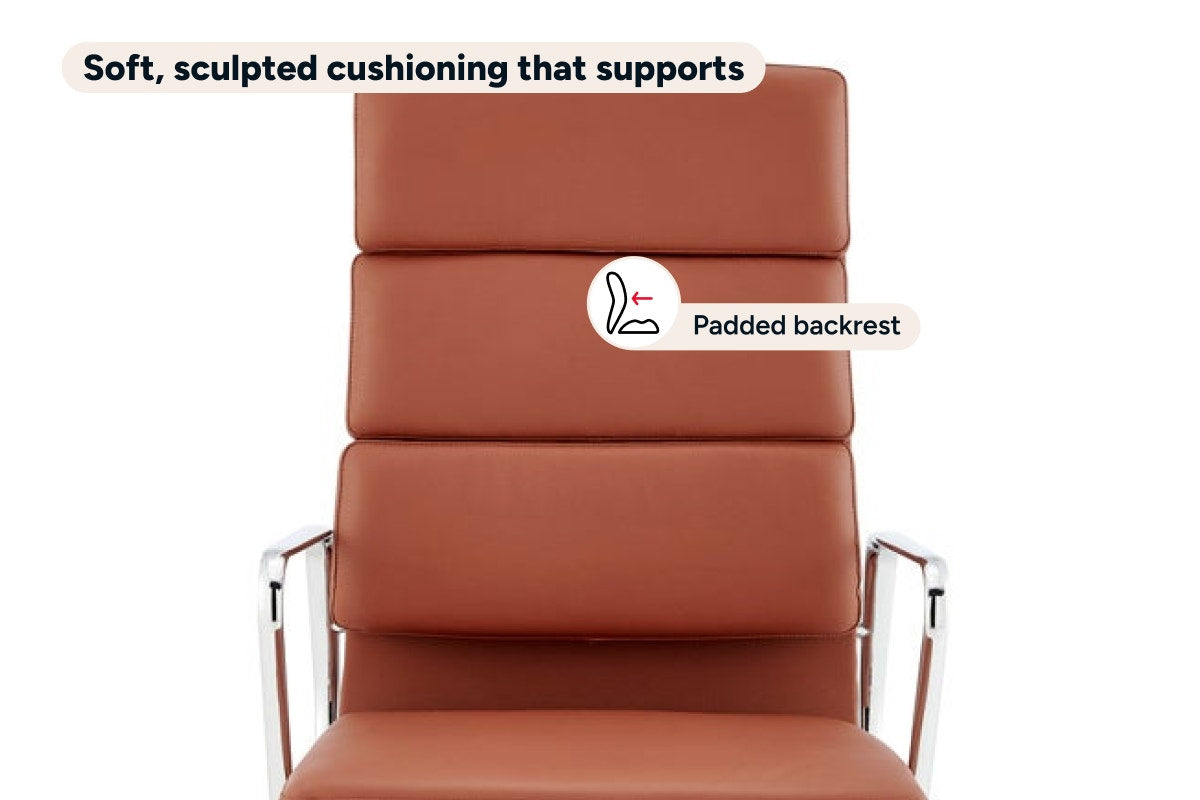 Matt Blatt Eames Replica High Back Soft Pad Leather Office Chair (Tan/Chrome)