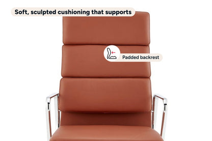 Matt Blatt Eames Replica High Back Soft Pad Leather Office Chair (Tan/Chrome)