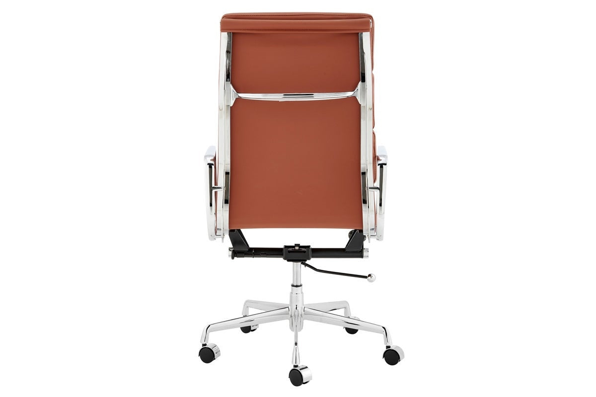 Matt Blatt Eames Replica High Back Soft Pad Leather Office Chair (Tan/Chrome)