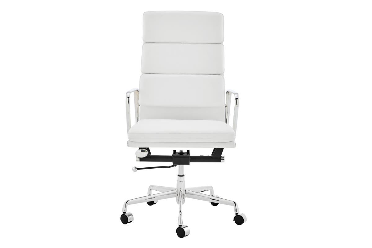 Matt Blatt Eames Group Standard Aluminium Padded High Back Office Chair Replica (White Leather)