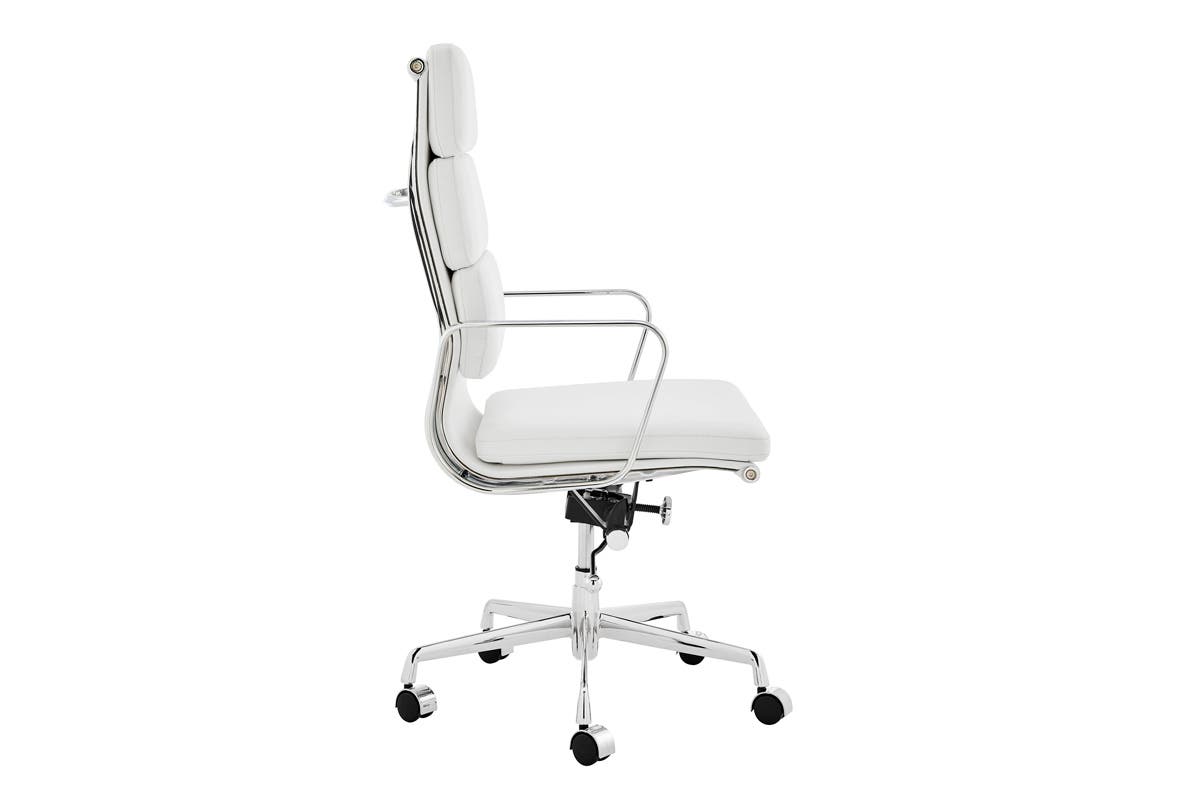 Matt Blatt Eames Group Standard Aluminium Padded High Back Office Chair Replica (White Leather)