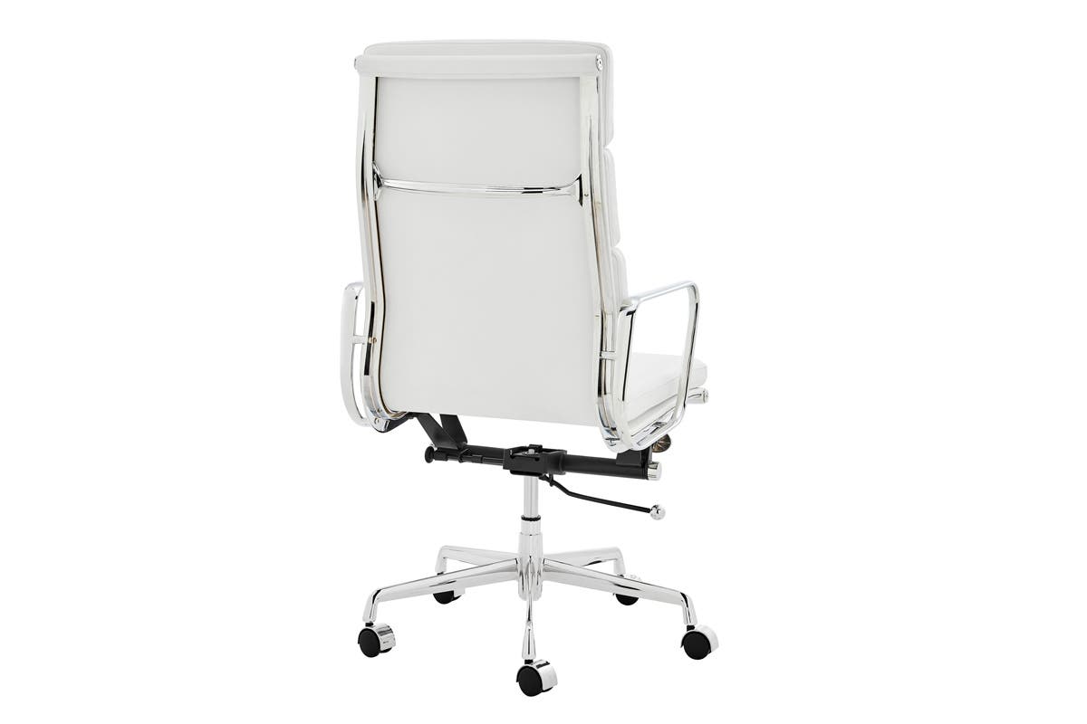 Matt Blatt Eames Group Standard Aluminium Padded High Back Office Chair Replica (White Leather)