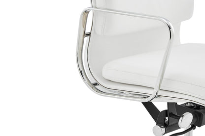 Matt Blatt Eames Group Standard Aluminium Padded High Back Office Chair Replica (White Leather)