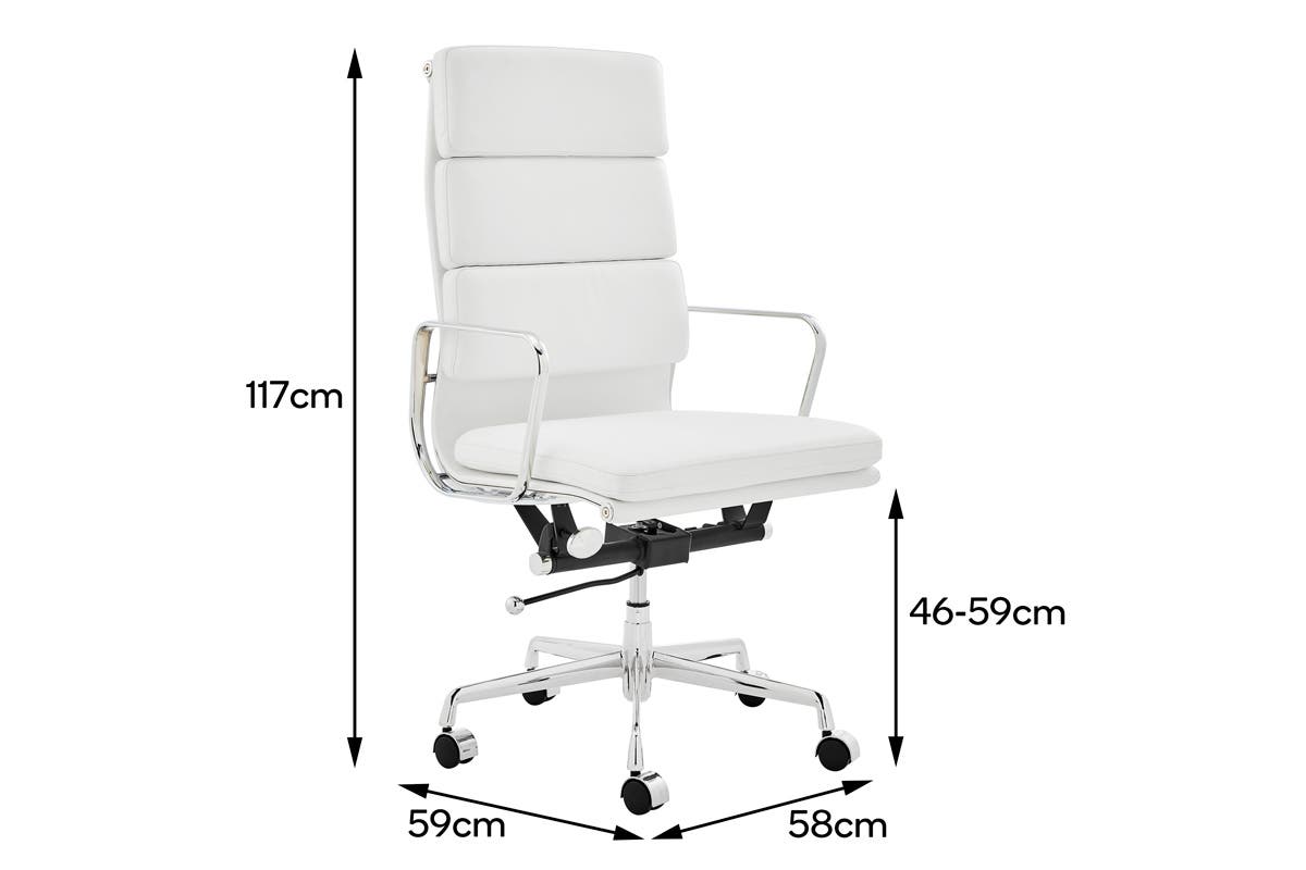 Matt Blatt Eames Group Standard Aluminium Padded High Back Office Chair Replica (White Leather)