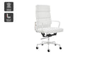 Matt Blatt Eames Premium Replica High Back Soft Pad Office Chair Genuine Leather - White/Chrome