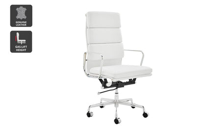 Matt Blatt Eames Group Standard Aluminium Padded High Back Office Chair Replica (White Leather)