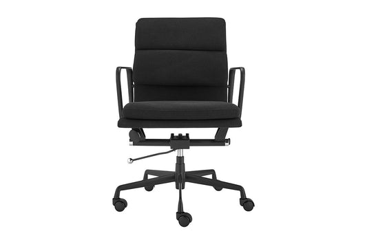 Matt Blatt Eames Replica Low Back Soft Pad Fabric Office Chair (Black/Black) - Auzzistore