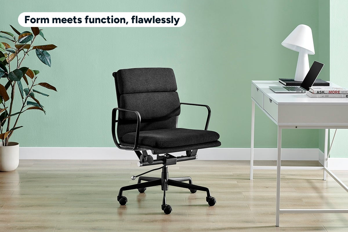 Matt Blatt Eames Replica Low Back Soft Pad Fabric Office Chair (Black/Black)