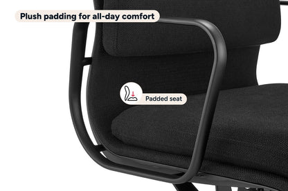 Matt Blatt Eames Replica Low Back Soft Pad Fabric Office Chair (Black/Black)