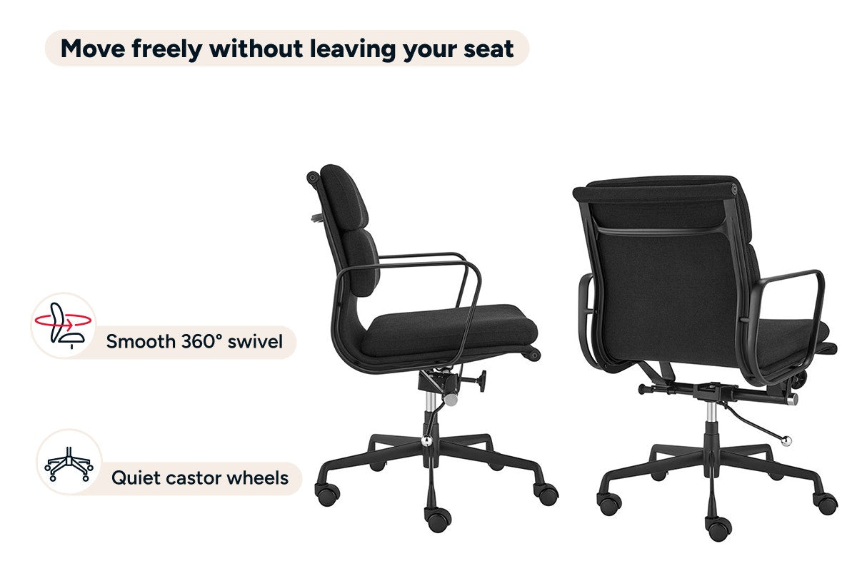 Matt Blatt Eames Replica Low Back Soft Pad Fabric Office Chair (Black/Black)