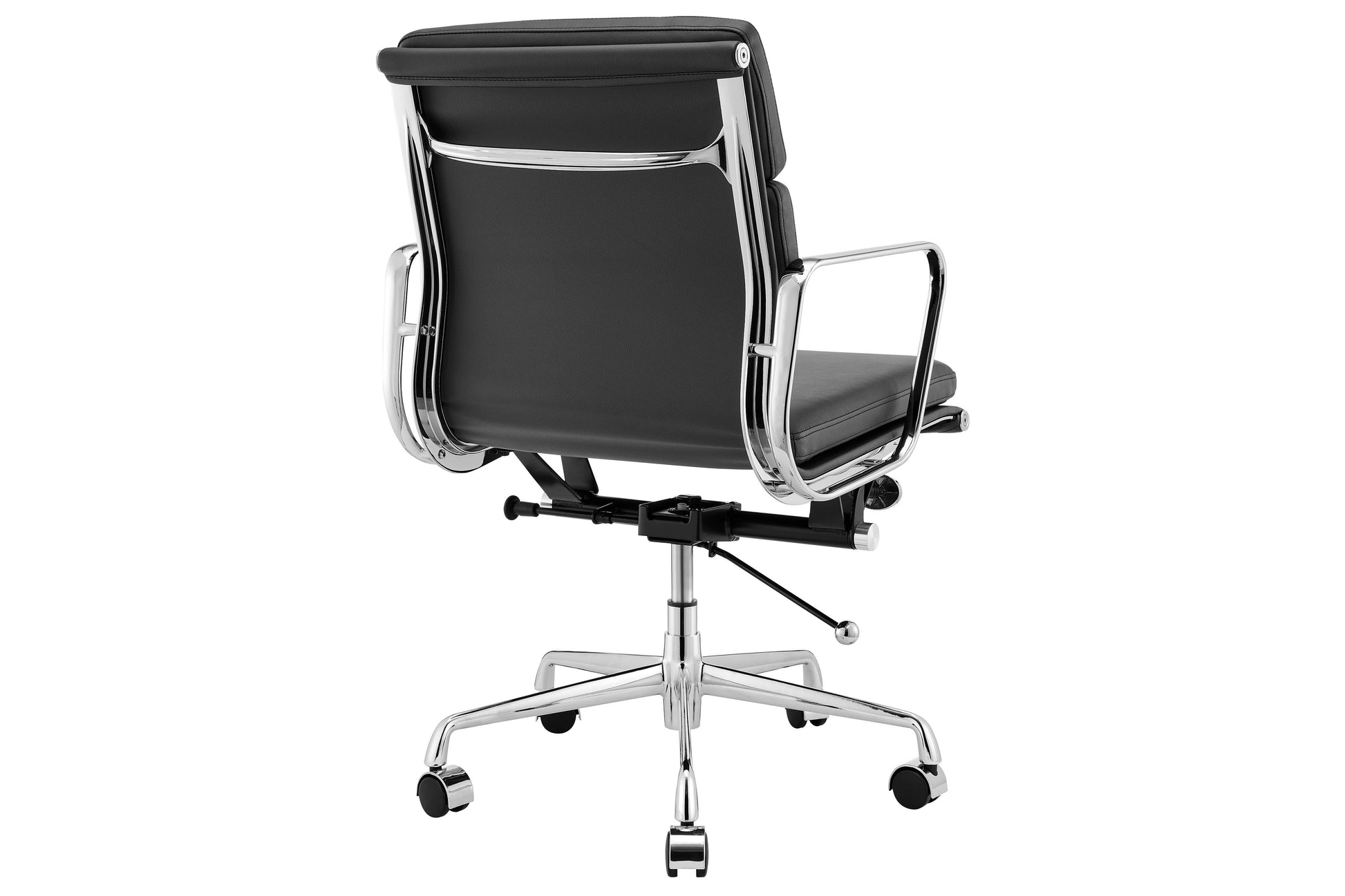 Matt Blatt Eames Group Standard Aluminium Padded Low Back Office Chair Replica (Black Leather)