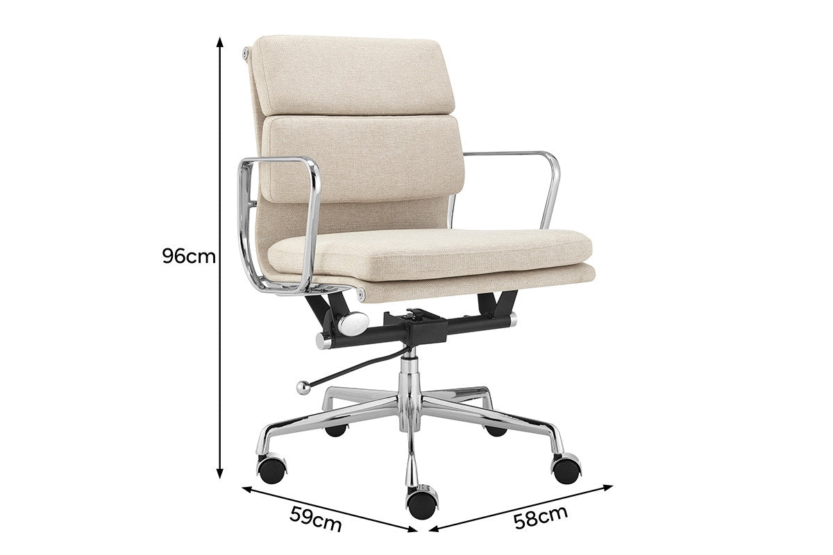 Matt Blatt Eames Premium Replica Low Back Soft Pad Office Chair (Fabric Beige / Chrome)