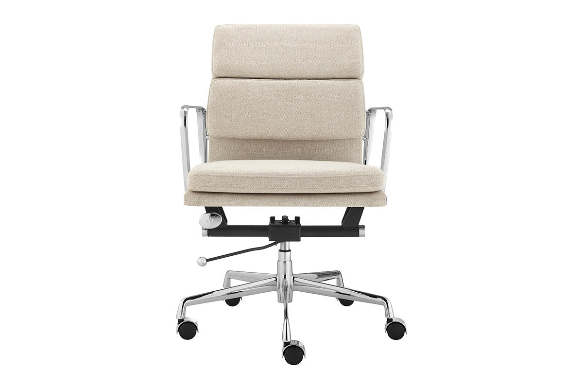 Matt Blatt Eames Premium Replica Low Back Soft Pad Office Chair (Fabric Beige / Chrome)