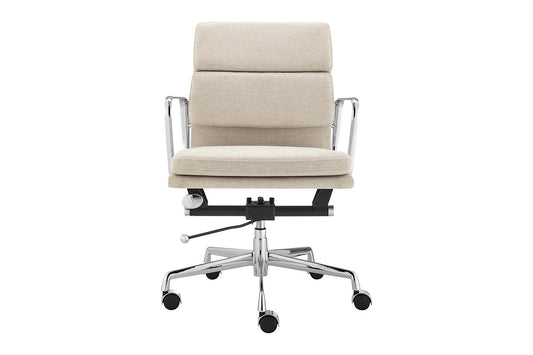 Matt Blatt Eames Premium Replica Low Back Soft Pad Office Chair (Fabric Beige / Chrome)