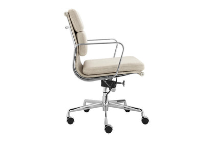 Matt Blatt Eames Premium Replica Low Back Soft Pad Office Chair (Fabric Beige / Chrome)