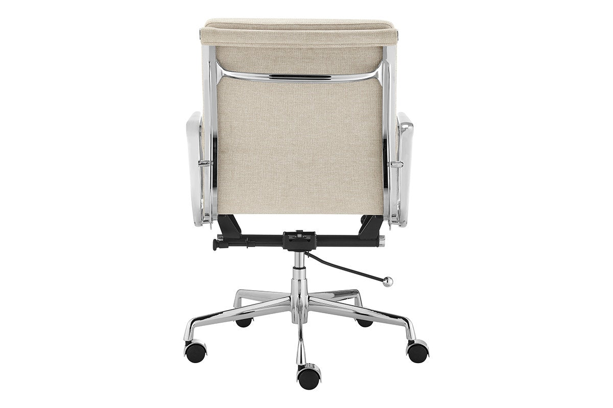 Matt Blatt Eames Premium Replica Low Back Soft Pad Office Chair (Fabric Beige / Chrome)