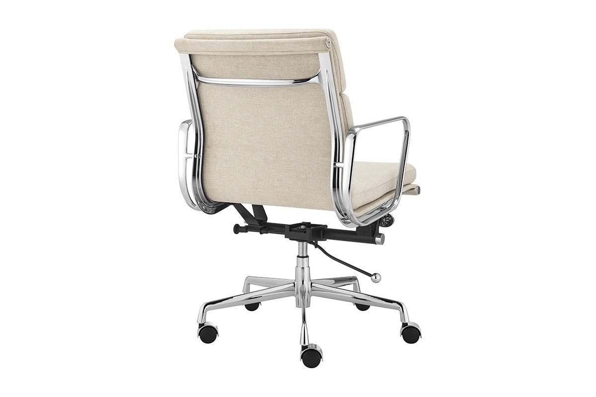 Matt Blatt Eames Premium Replica Low Back Soft Pad Office Chair (Fabric Beige / Chrome)