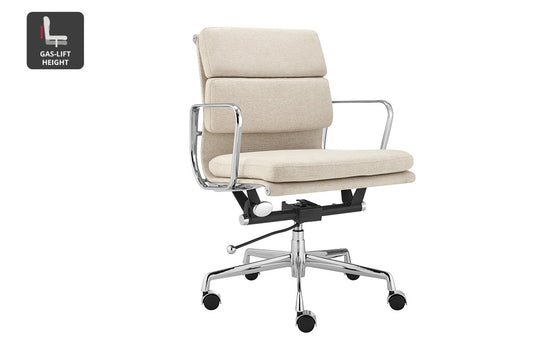 Matt Blatt Eames Premium Replica Low Back Soft Pad Office Chair Fabric (Beige/Chrome)