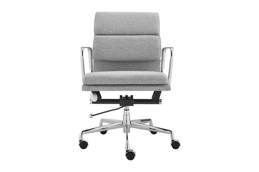 Matt Blatt Eames Replica Low Back Soft Pad Fabric Office Chair (Grey/Chrome) - Auzzistore
